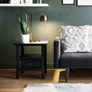 English Elm Amherst End Table - Handcrafted Black Wood Table With Storage Drawer & Transitional Design Style B136P158316