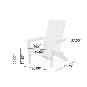 English Elm Zuma Solid Acacia Foldable Adirondack Chair Rustic Outdoor Lounger for Deck or Patio White 68319.00WHI
