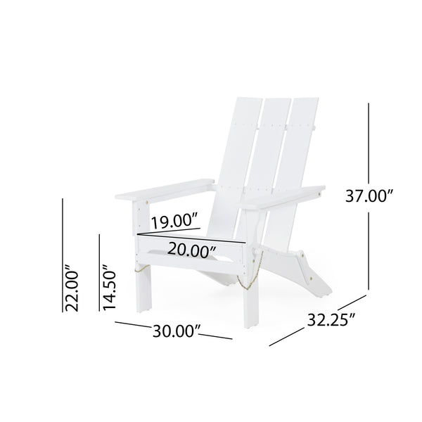 English Elm Zuma Solid Acacia Foldable Adirondack Chair Rustic Outdoor Lounger for Deck or Patio White 68319.00WHI