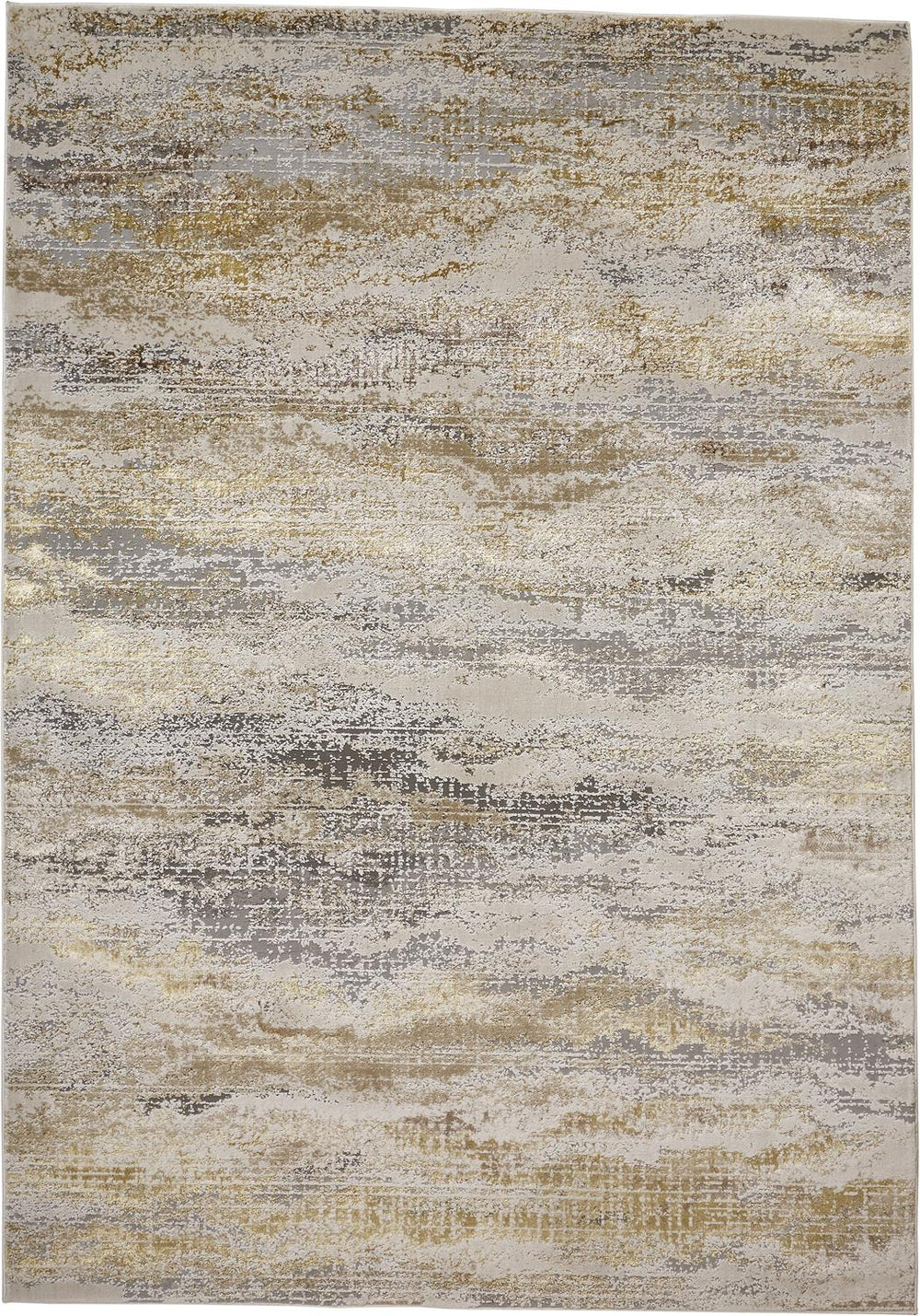 Feizy Rugs Aura Luxe Abstract Gradient Rug - Durable Polyester Blend For A Stunning Modern Home Décor Gold,Gray,Ivory Polyester,Polypropylene Aur3735fgldgryj10