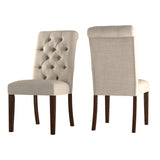 Homelegance By Top-Line Dafne Tufted Rolled Back Parsons Chairs (Set of 2) Brown Rubberwood