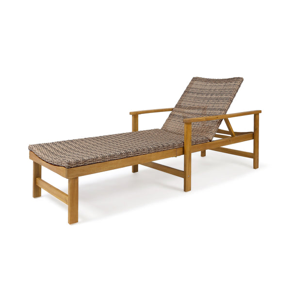 English Elm Hampton Acacia Hardwood Wicker Outdoor Chaise Lounge with Five Reclining Positions 63763.00