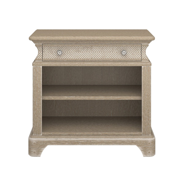 A.R.T. Furniture Summer Creek Open Nightstand In Scrubbed Oak - Stylish Storage With Usb Chargers & Unique Design Scrubbed Oak Flakey Cathedral Oak Veneer,Parawood Solids 251141-1303