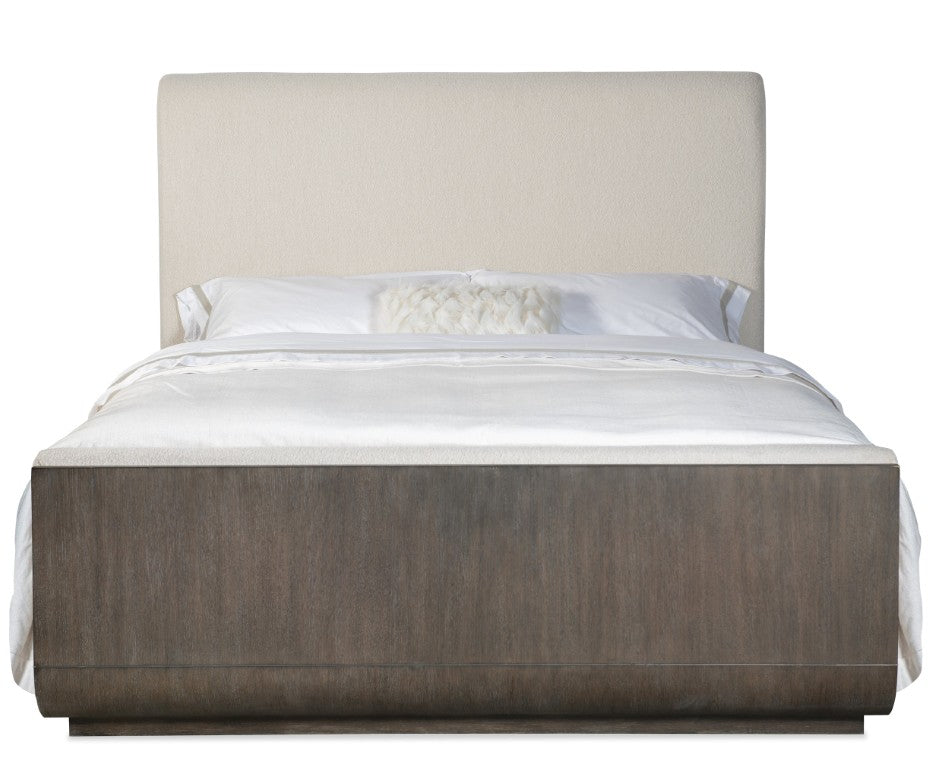 Hooker Furniture Modern Mood Queen Upholstered Panel Bed In Inverness Natural With Mink Oak Trim, Wire-Brushed Luxe Finish 6850-90950-89