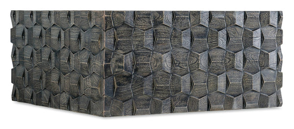 Hooker Furniture Commerce Chiseling Cocktail Table — Sculptural Mango Wood Square Table, Chiseled Carved Black Finish, Durable Elegance 7228-80151-99