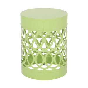 English Elm Outdoor Powder-coated Iron Nesting Accent Tables Set of 2 Laser-cut Circle Design Green 73606.00GRN