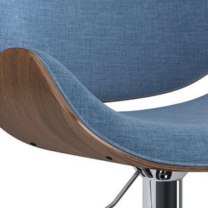 English Elm Marana - Stylish Adjustable Swivel Bar Stool In Blue Linen For Modern Homes & Entertaining Spaces B136P158924