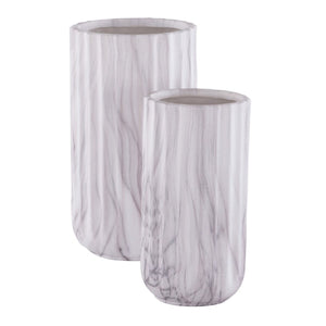 Safavieh Silene, White Marble, Ceramic, Vase Set Of 2 - Set of 2 XII23 White Marble Ceramic RDC4022A-SET2