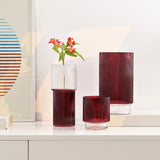 Safavieh Zinc Fluted Glass Vase Set 3 RDC4034B-SET3 Cranberry