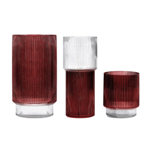 Safavieh Zinc Fluted Glass Vase Set 3 RDC4034B-SET3 Cranberry