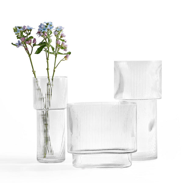 Safavieh Ceva, Fluted Glass Vase Set 3 RDC4036A-SET3 Clear