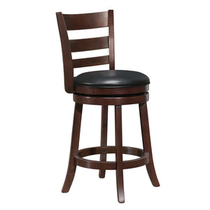 Homelegance By Top-Line Wyatt Ladder Back Faux Leather Swivel 24-inch Counter Height Stool Black Rubberwood