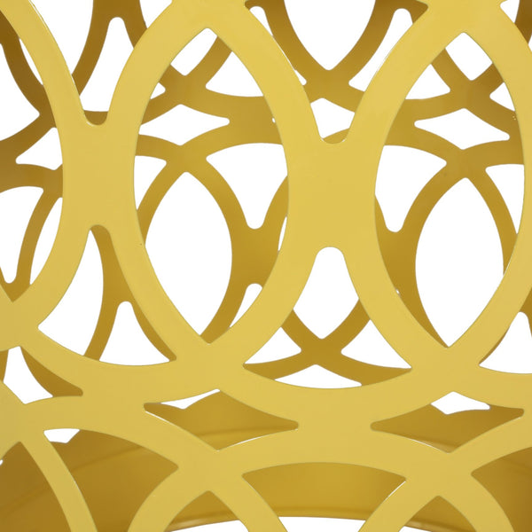 English Elm Outdoor Powder-coated Iron End Table with Geometric Cutout Design for Patio Lounging Yellow 73607.00YLW