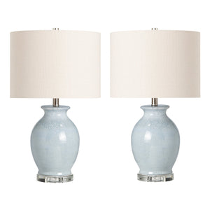Crestview Collection 24.75"H Coastal Charm Ceramic Table Lamp With Crystal Base & Oatmeal Linen Shade For Versatile Lighting   Cvap2907