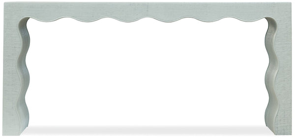 Hooker Furniture Commerce Waverly Raffia Console Table — Slim 72" Coastal-Style Entryway Table With Scalloped Apron, Blue-Green Finish 7228-85145-45