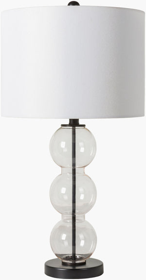 Surya Ridge Cottage Style Accent Table Lamp - 27" Tall Hand-painted Glass With Elegant Metal Base Body, Clear,Base, Black,Shade (Outside), Ivory,Shade (Inside), White,Finial, Black,Harp, Metallic ,Brass,Cord, Translucent Glass,Iron,Linen,Polyester,Iron Rdg-001