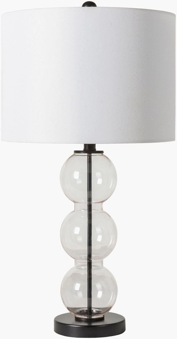Surya Ridge Cottage Style Accent Table Lamp - 27" Tall Hand-painted Glass With Elegant Metal Base Body, Clear,Base, Black,Shade (Outside), Ivory,Shade (Inside), White,Finial, Black,Harp, Metallic ,Brass,Cord, Translucent Glass,Iron,Linen,Polyester,Iron Rdg-001