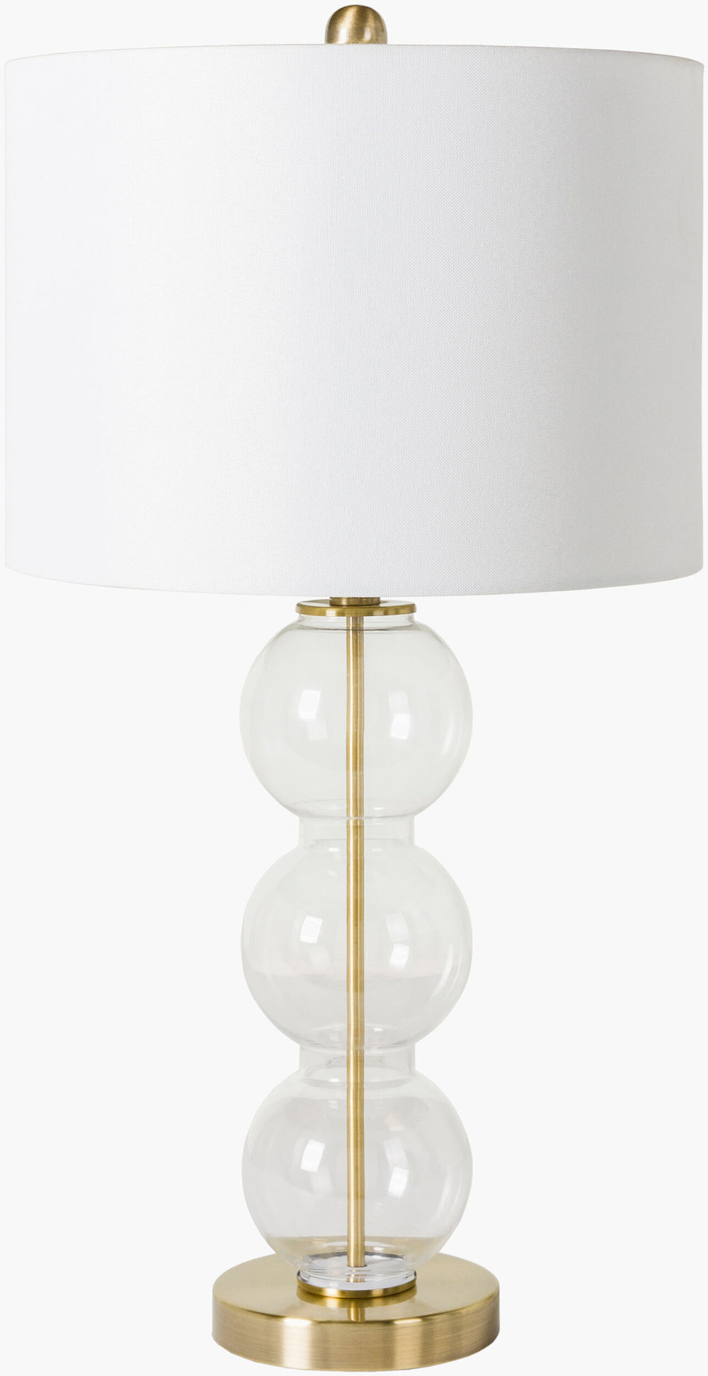 Surya Ridge Cottage Style Accent Table Lamp - 27" Tall Hand-painted Glass With Elegant Metal Base Body, Clear,Base, Metallic ,Brass,Shade (Outside), Ivory,Shade (Inside), White,Finial, Metallic ,Brass,Harp, Metallic ,Brass,Cord, Translucent Glass,Iron,Linen,Polyester,Iron Rdg-002