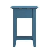 Homelegance By Top-Line Cerie 1-Drawer Side Table with Charging Station Blue Wood