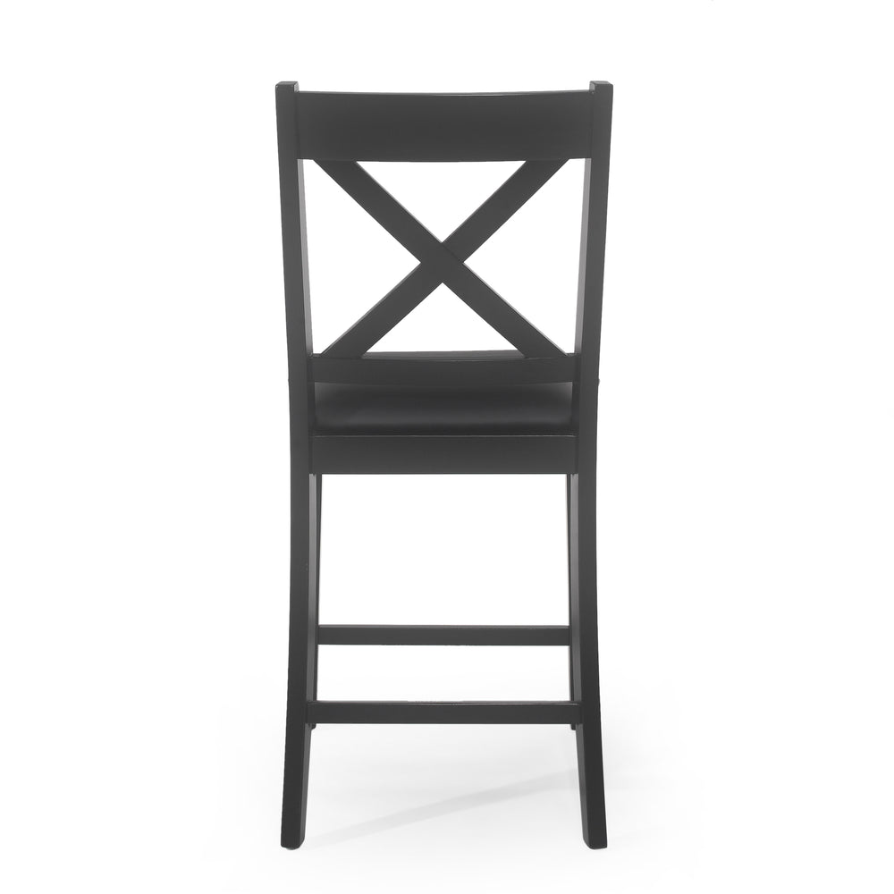 English Elm Christopher Knight Home® - COUNTER Farmhouse X-Back Counter Height Chair Set of 2 in Black Faux Leather Upholstery, Rustic Charm 69008.00BLK