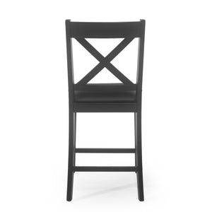 English Elm Christopher Knight Home® - COUNTER Farmhouse X-Back Counter Height Chair Set of 2 in Black Faux Leather Upholstery, Rustic Charm 69008.00BLK