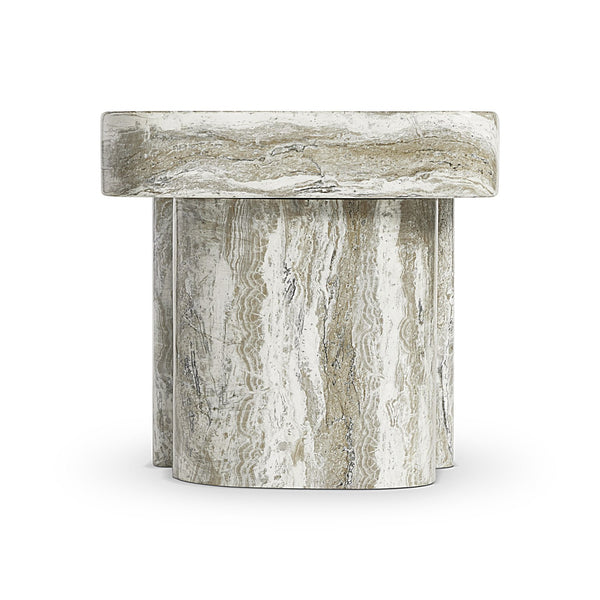 Bernhardt Bernhardt Arcadia Side Table With Faux Stone Kalta Top, Sculptural Totemic Legs, Rustic-Modern Charm 334123