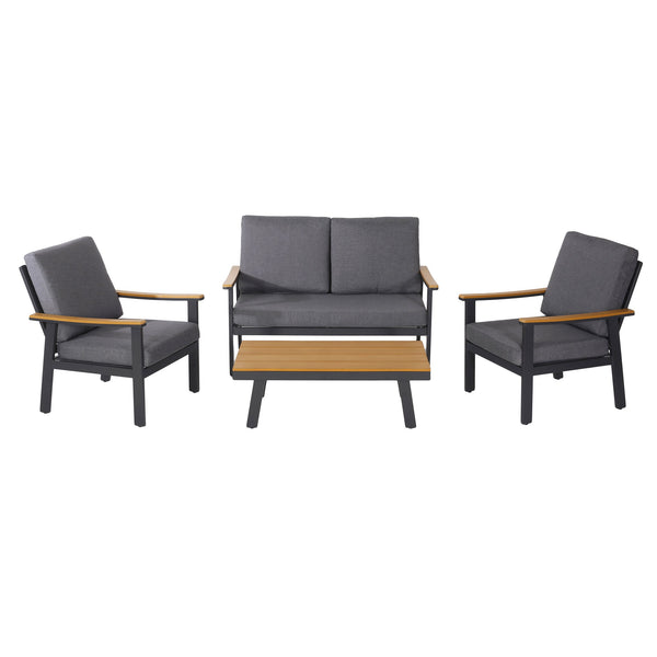 English Elm Sinclair Outdoor 4 Piece Chat Set Aluminum Frame with Olefin Cushions Patio Seating 62850.00GGRY