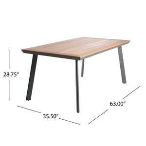 English Elm Christopher Knight Home® - OUTDOOR dining set 7pc Grey Metal & Wood 6-Seat Weather-Resistant Patio Table Chairs Rust-Free Finish 62759.00GGRY-6_62762.00GRY