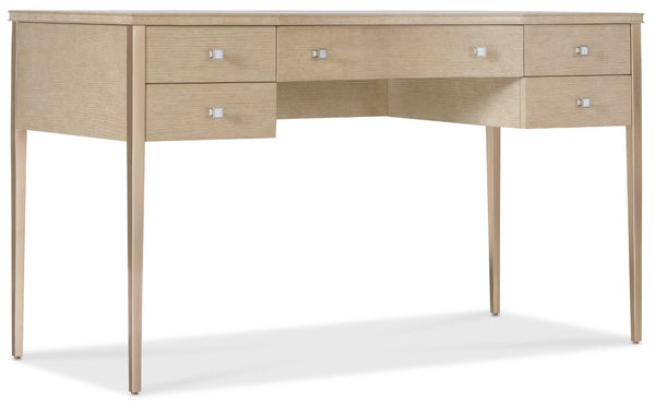 Hooker Furniture Melange Transitional Flourish Dressing Table With Stone Inset Top, Oak Veneer, 5 Soft‑Close Drawers 628-50740-80