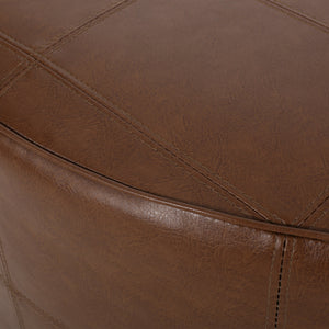 English Elm Ottoman Square Faux Leather Footrest with Rustic Grain Texture for Living Room 71832.00