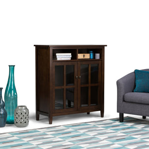 English Elm Warm Shaker Medium Storage Cabinet - Versatile Tv Stand In Tobacco Brown With Glass Doors & Shelves B136P159721-GIGA