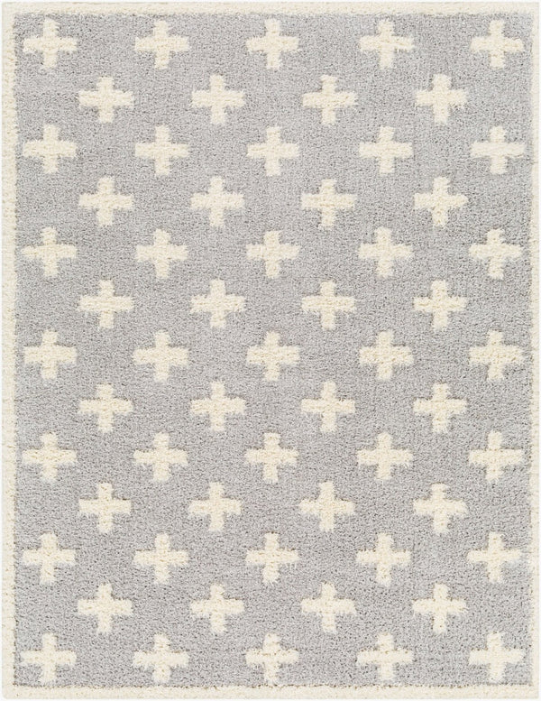 Livabliss Rodos Machine Woven Polyester Area Rug Soft Low Pile Scandinavian Style for Living Rooms Light Slate, Wh 6'7" x 9' RDO2306-679