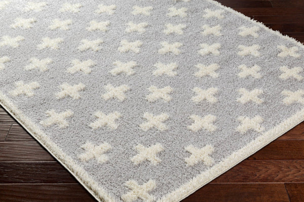 Livabliss Rodos Machine Woven Polyester Area Rug Soft Low Pile Scandinavian Style for Living Rooms Light Slate, Wh 6'7" x 9' RDO2306-679