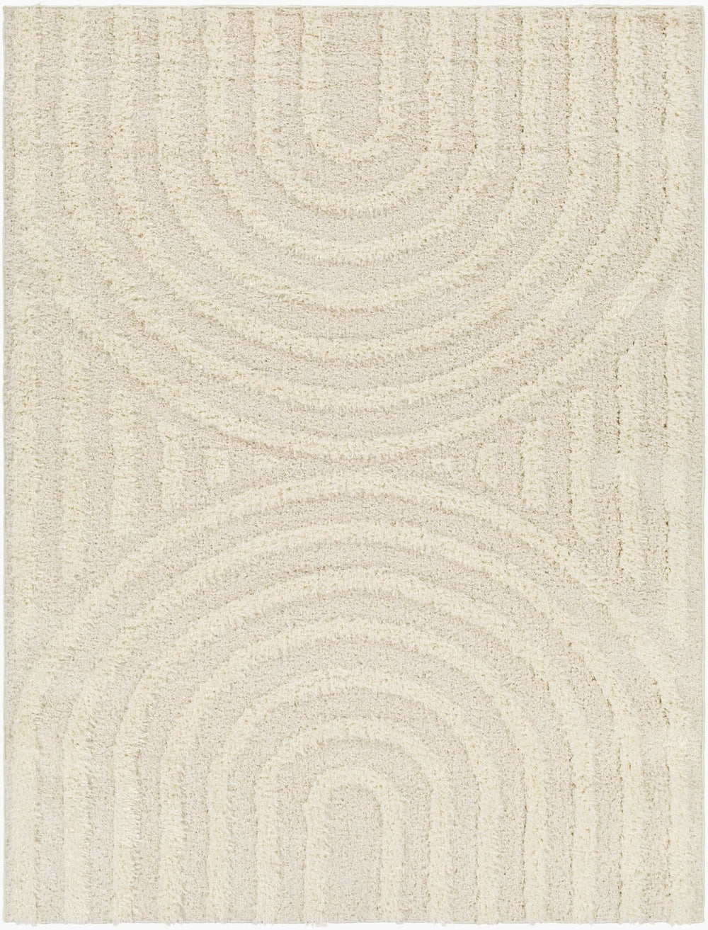 Livabliss Rodos Plush Machine Woven Area Rug Cotton Blend Scandinavian Modern Living Room Beige, White 10' x 14' RDO2328-1014