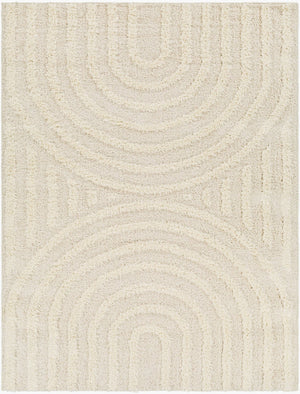 Livabliss Rodos Plush Machine Woven Area Rug Cotton Blend Scandinavian Modern Living Room Beige, White 10' x 14' RDO2328-1014