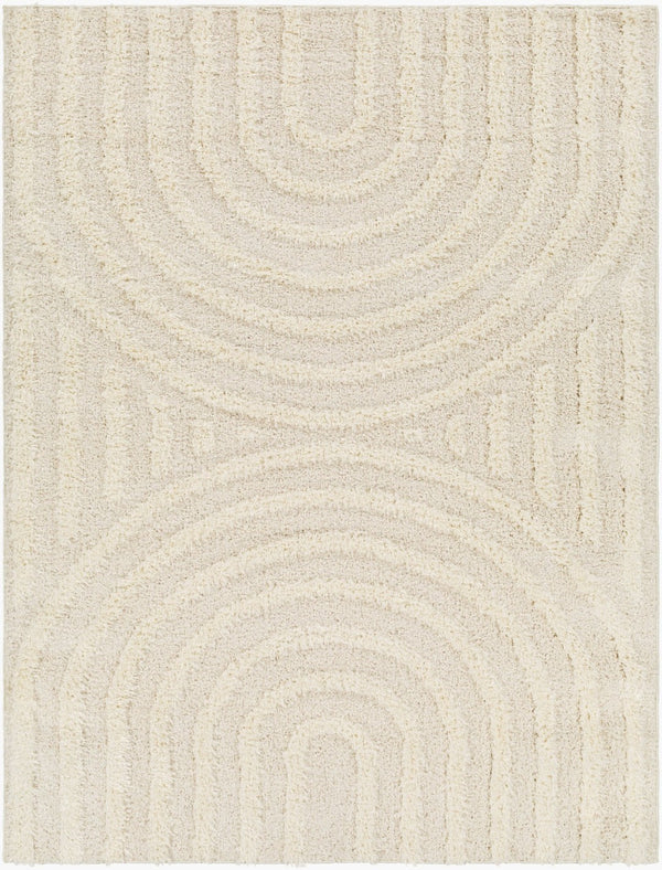 Livabliss Rodos Plush Machine Woven Area Rug Cotton Blend Scandinavian Modern Living Room Beige, White 10' x 14' RDO2328-1014