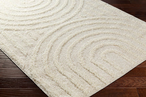 Livabliss Rodos Plush Machine Woven Area Rug Cotton Blend Scandinavian Modern Living Room Beige, White 10' x 14' RDO2328-1014