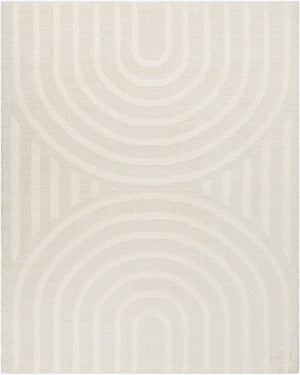 Livabliss Rodos Plush Machine Woven Area Rug Cotton Blend Scandinavian Modern Living Room Beige, White 7'10" x 10' RDO2328-71010