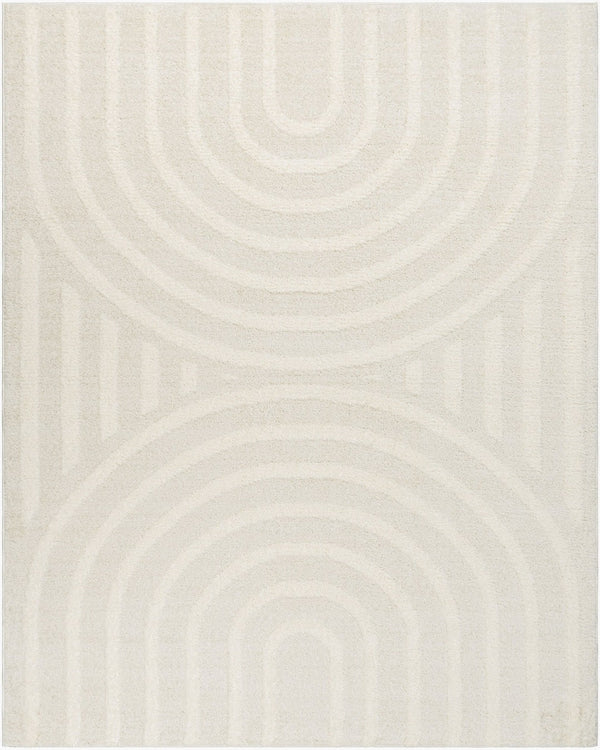 Livabliss Rodos Plush Machine Woven Area Rug Cotton Blend Scandinavian Modern Living Room Beige, White 7'10" x 10' RDO2328-71010