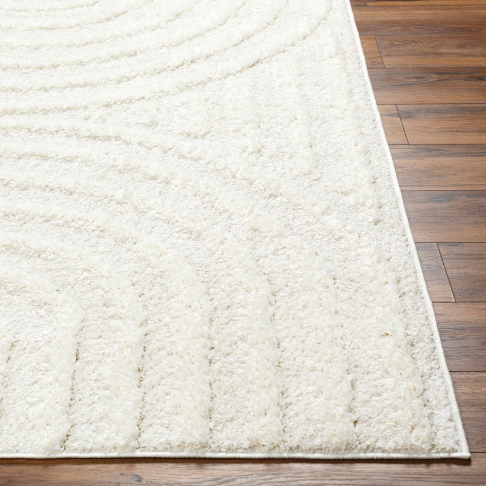 Livabliss Rodos Plush Machine Woven Area Rug Cotton Blend Scandinavian Modern Living Room Beige, White 10' x 14' RDO2328-1014