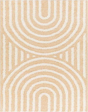 Livabliss Rodos Scandinavian Geometric Indoor Rug Cotton Polyester Blend Plush Living Room Accent Mustard, White 6'7" x 9' RDO2331-679