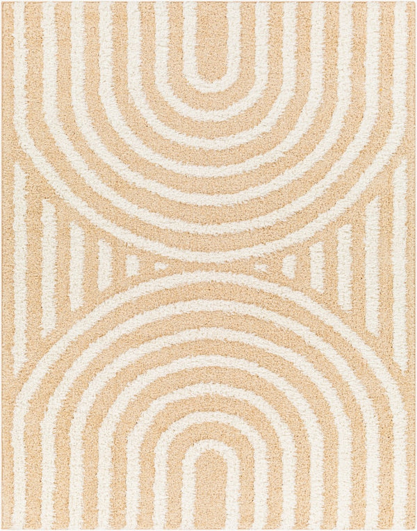 Livabliss Rodos Scandinavian Geometric Indoor Rug Cotton Polyester Blend Plush Living Room Accent Mustard, White 6'7" x 9' RDO2331-679