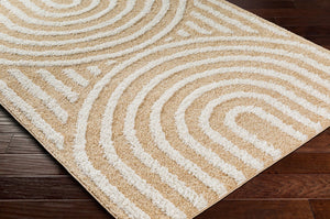 Livabliss Rodos Scandinavian Geometric Indoor Rug Cotton Polyester Blend Plush Living Room Accent Mustard, White 6'7" x 9' RDO2331-679