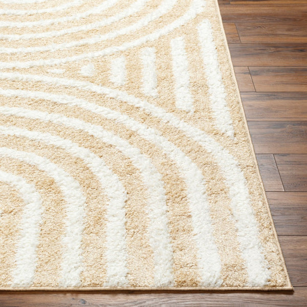 Livabliss Rodos Scandinavian Geometric Indoor Rug Cotton Polyester Blend Plush Living Room Accent Mustard, White 6'7" x 9' RDO2331-679