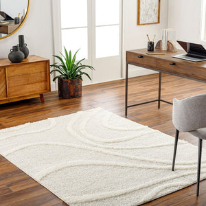 Livabliss Rodos Scandinavian Modern Area Rug Woven Polypropylene Blend for Living and Dining Rooms Beige, White 5'3" x 7' RDO2341-537