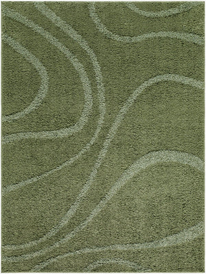 Livabliss Rodos Scandinavian Low Pile Polypropylene Area Rug for Living Room and Bedroom Floors Medium Green, D 5'3" x 7' RDO2356-537