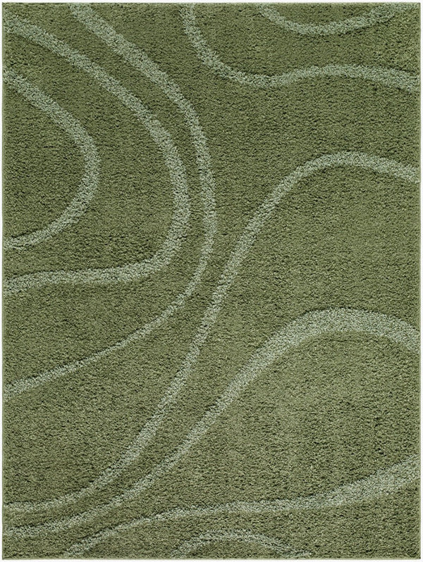 Livabliss Rodos Scandinavian Low Pile Polypropylene Area Rug for Living Room and Bedroom Floors Medium Green, D 5'3" x 7' RDO2356-537
