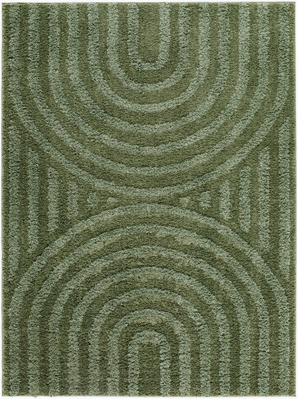 Livabliss Rodos Machine Woven Cotton Blend Rug Soft Pile Scandinavian Modern Living Room Accent Medium Green, D 7'10" x 10' RDO2360-71010