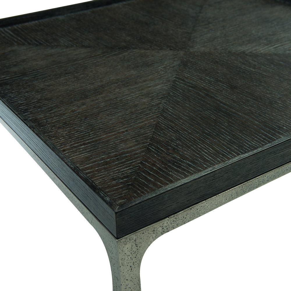 Bernhardt Bernhardt Strata Cerused Charcoal White Oak Cocktail Table With Textured Graphite Aluminum Base 382031