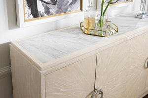 Hooker Furniture Nouveau Sandstone Buffet With Venting & Integrated Power, Soft-Close Doors, Felt Tray Storage Elegance 6500-75900-80